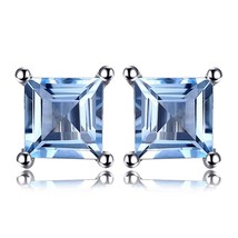 Square Genuine Blue Topaz Amethyst Citrine Garnet Created Sapphire Ruby Emerald  - £15.88 GBP