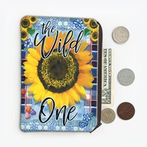 Sunflower The Wild One : Gift Coin Purse Flower Floral Yellow Decor Modern Heart - £8.00 GBP