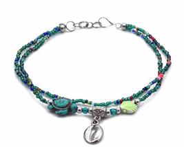 Mia Jewel Shop Silver Metal Seashell Charm Sea Turtle Bead Seed Beaded Multi Str - £14.46 GBP