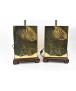 Vintage Pair Murray Feiss Brass Etched Asian Style Table Lamps Working C... - $299.95