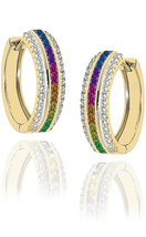 ADIRFINE 925 Sterling Silver CZ Princess Cut Rainbow Huggie Hoop Earrings - £57.72 GBP