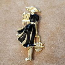 Vintage Lady And Dog Brooch - £11.88 GBP