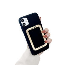 Anymob iPhone Case Black Metal Square Buckle Bracket Soft Protect Phone Cover - £21.50 GBP