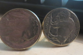 Buffalo and Indian Head Nickel Coin Cufflinks 1930 pat pend. - £7.56 GBP