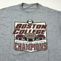 Vintage Boston College NCAA 2001 Ice Hockey National Champions Gray T Shirt - £23.66 GBP