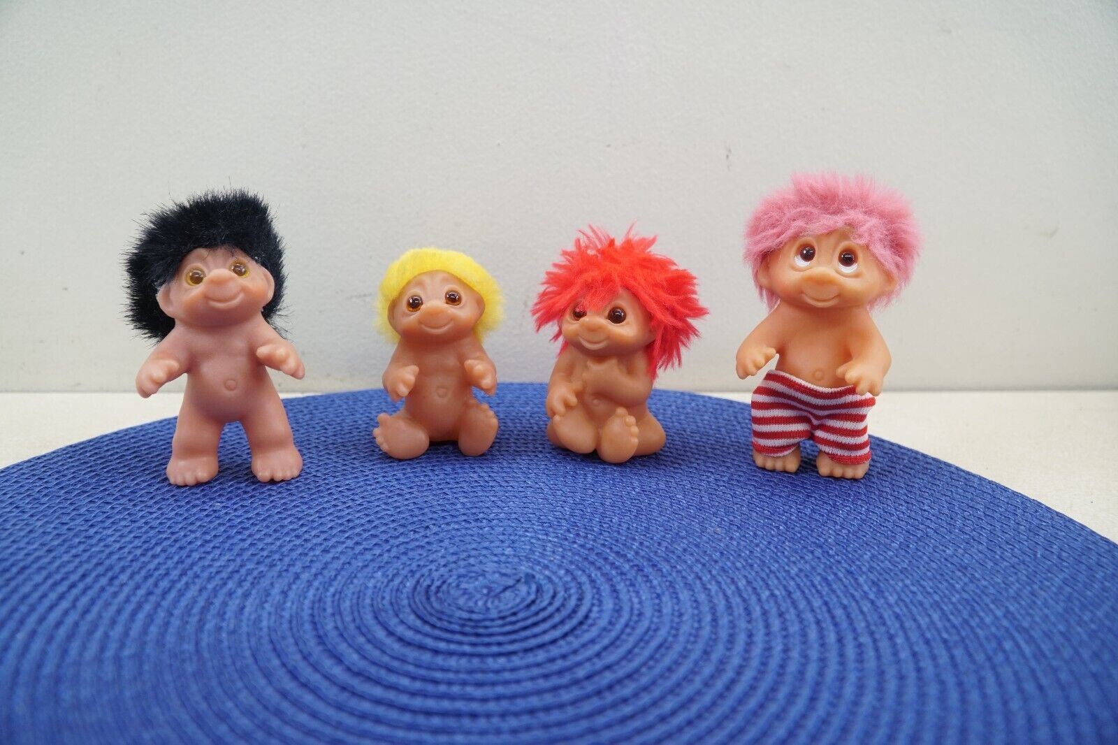 Dam Trolls Newborn Baby Babies Infant Toddler Lot Of 4  1985 Fuzzy Hair - £46.26 GBP