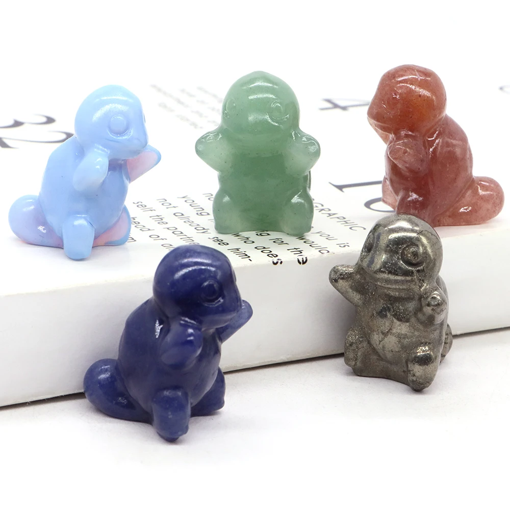 1.2&quot; Cute Cartoon Turtle Figures Natural Stones Carved Anime Statue Healing - £9.74 GBP+