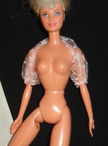 Barbie doll accessory pink lace bolero sleeves shrug shoulder wrap forma... - £8.64 GBP