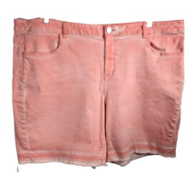 Lane Bryant Salmon Jean Shorts Size 26 Distressed Denim Bermuda Pink Orange - $34.06