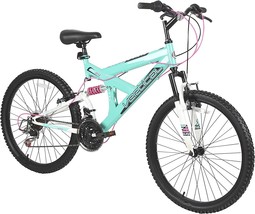 Dynacraft Vertical Dual Suspension Mountain Bike Girls 24 Inch Wheels With 18 - £211.83 GBP