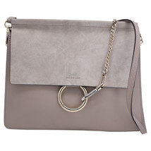 Chloe Medium Faye Bag In Ish Beige Leather And Suede Women Grey S - £436.99 GBP