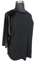 Torrid Women&#39;s Black Stretchy Raglan Velvet Sleeve Top Plus Size 1X - £19.53 GBP