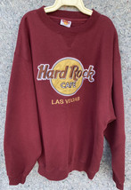 Vtg Hard Rock Cafe Sweatshirt Mens Med/L Maroon Crewneck Fleece Las Vegas - £20.33 GBP
