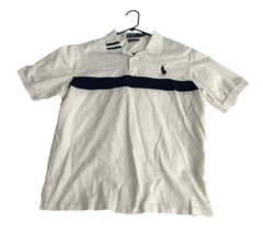 Vintage Polo Ralph Lauren Rugby Polo Shirt Men XL Big Pony White/Navy St... - $33.25