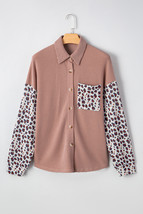 Dark Khaki Leopard Patched Twisted Ribbed Western Casual Shacket - $22.85