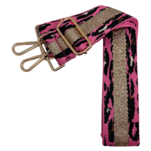 Metallic Champagne Hot Pink Leopard Stripe Adjustable Crossbody Bag Purs... - £19.36 GBP