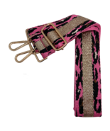 Metallic Champagne Hot Pink Leopard Stripe Adjustable Crossbody Bag Purs... - £19.75 GBP