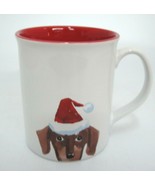 I Love My Dachshund Mug Dog in Santa Hat Christmas Red Interior 4.25&quot; - £7.39 GBP