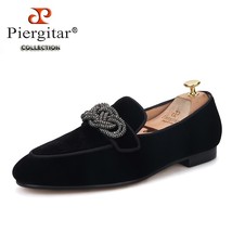Silk Velvet Men Loafers With Gun Color Metal Buckle Fashion Party And Prom Dress - £202.90 GBP