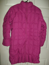 Land&#39;s End sz S 6/8 Puffer Jacket Long Coat magenta fuchsia full zip insulated - £39.29 GBP