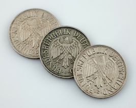 Lot of 3 1950 Germany 1 Mark Coins in XF Condition KM #110 - $63.59