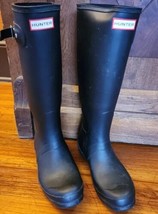 HUNTER Womens Original Tall Snow Rain Boot Size 7 Matte Black - £64.29 GBP