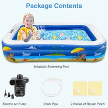 FUNAVO Inflatable Swimming Pool for Family, 100&quot; X 71&quot; X 22&quot; Full-Sized Inflatab - £53.33 GBP