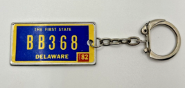 Vintage The First State Delaware License Plate Keychain SKU B-15 - £10.47 GBP