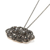 Fashion Vintage Gray Crystal Women Brooch Pin Gold Plating Arabesque Rhinestone  - £10.33 GBP