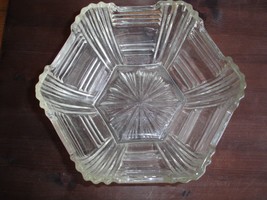 Sowerby Art Deco Hexagonal Glass  Bowl 2593 - £27.89 GBP