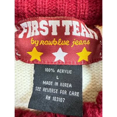 First Team Baseball Club 24 Rawblue Jeans VTG Sweater 100% Acrylic L Mens Adult Item image 7