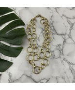 J.Crew Chunky Double Chain Necklace Gold Tone Metal Layered Metallic - $466.30 MXN