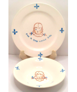 Edwin M. Knowles China Co. Child&#39;s Plate &amp; Bowl Set Vintage - £15.85 GBP