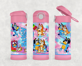Personalized Bluey 12oz Kids Stainless Steel Water Bottle Tumbler - £17.43 GBP