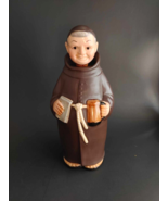 Vintage Friar Monk Hand Painted Decanter w/ Stopper 9.5&quot; - £12.41 GBP