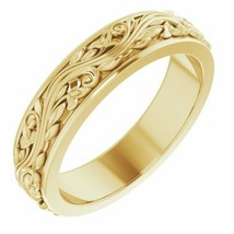 Escultural Alivio Diseño Anillo de Boda 14K Oro Amarillo Chapado Plata - £119.66 GBP