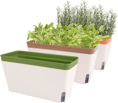 Ourwarm Windowsill Herb Planter Box Indoor Set Of 3, 10&quot; Self Watering P... - £27.02 GBP