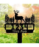 Custom Metal Deer &amp; Pine Tree Address Sign – Personalized House Number Y... - $19.99