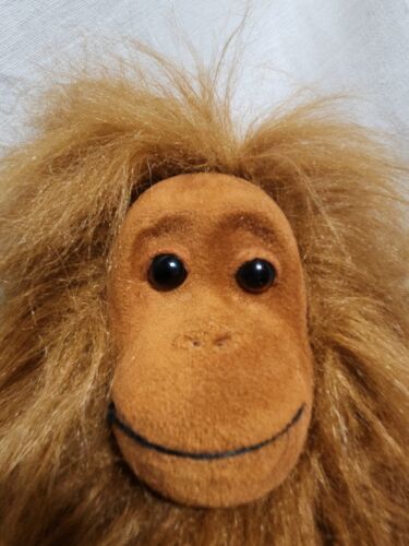 Orangutan Hairy Brown Stuffed Monkey Felted Rubber Face 12" Tall - $29.02