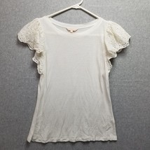 Rebecca Taylor Top Size L Large Cap Sleeves Eyelet Sleeve White - £15.70 GBP