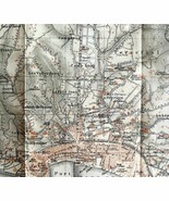 Map Cannes LA Croisette Southern France Rare 1914 Lithograph WW1 Era WHBS - €69,72 EUR
