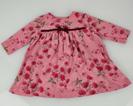 Vintage Baby Lulu Pink Red Floral T Shirt Swing Dress 6-9 mos - £7.75 GBP