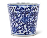 Ornate Taper Planter Indigo Blue Porcelain 7&quot; High Elegant Pot with 6&quot; O... - $49.49