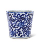 Ornate Taper Planter Indigo Blue Porcelain 7&quot; High Elegant Pot with 6&quot; O... - £39.43 GBP