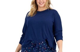 Jenni Womens Waffle Pajama Top Size 1X Color Holiday Lights - £35.96 GBP