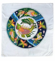 Neo urban batik,Koi Fish Hand-Painted pillow cover,signed by Arbha, Bali artist - £87.04 GBP