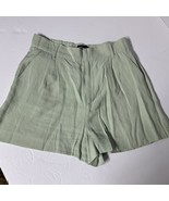 NWT Zara High Waist Green Pleated Shorts Size Medium - $13.80