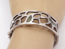 TAXCO MEXICO 925 Silver - Vintage Jasper Cutout Pattern Bangle Bracelet - BT2920 - £131.42 GBP