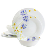 Gibson Ultra Violet Floral 12 Piece Tempered Opal Glass Dinnerware Set - $92.63 CAD
