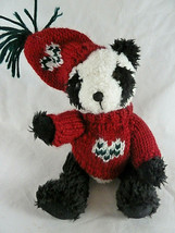 Hugfun 9&quot;  Panda Bear Fully Jointed with hand knit sweater &amp; hat sold by Costco - £11.72 GBP